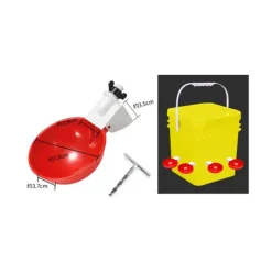 Lot de 5 abreuvoirs bol pour bidon en plastique rouge pour volailles