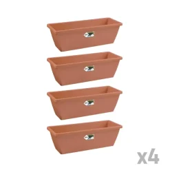 Lot de 4 Balconnières Elho® 70x16cm en terre cuite