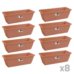 Lot de 8 Balconnières Elho® 70x16cm en terre cuite