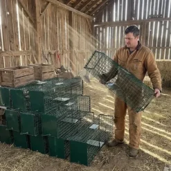 Lot de 10 Cages Renard à Appât robuste en maille carrée 13kg 140x30x35cm