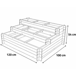 Lot de 3 carrés potager bois de sapin avec géotextile