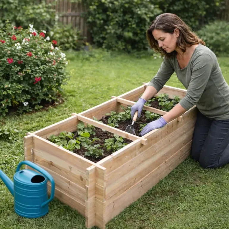 Lot de 3 carrés potager bois de sapin avec géotextile
