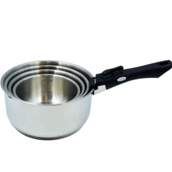 Lot de 4 casseroles inox à manche amovible 14/16/18/20 cm