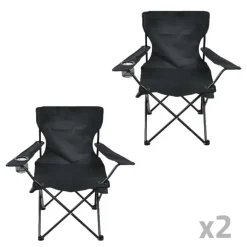 Lot de 2 Chaises Easy C2 pliable noire - Structure acier et polyester 600D