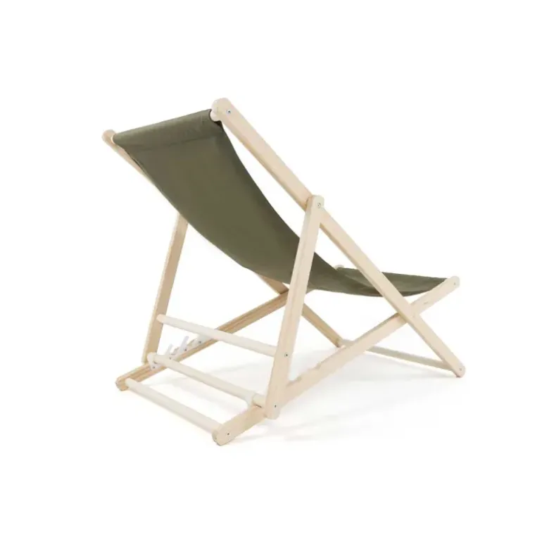 Lot de 2 Chiliennes en Bois de Pin et Toile Coton Kaki