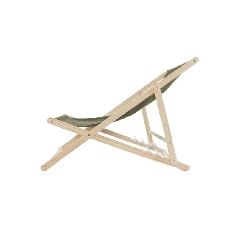 Lot de 2 Chiliennes en Bois de Pin et Toile Coton Kaki