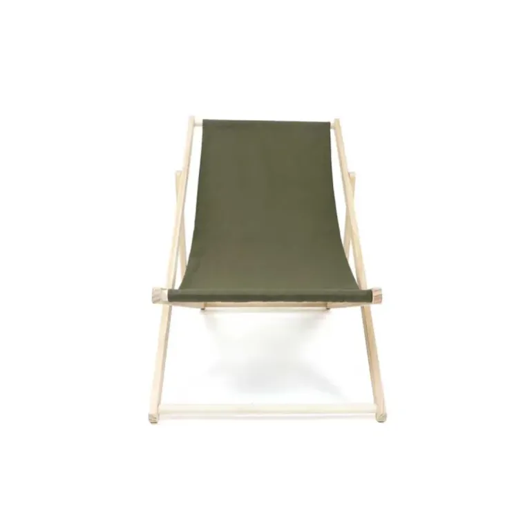 Lot de 2 Chiliennes en Bois de Pin et Toile Coton Kaki