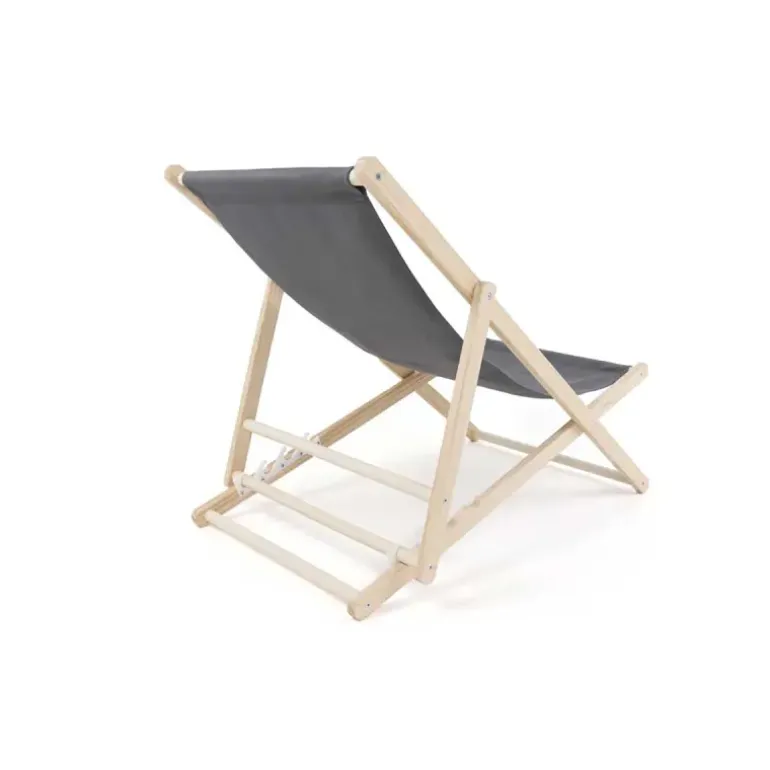 Lot de 2 Chiliennes en Toile de Coton Grise - Structure Bois de Pin