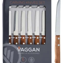 Lot de 6 couteaux à steak inox manche bois