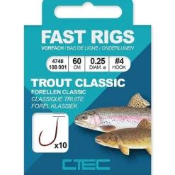 Lot de 10 Hameçons montés C-TEC Fast Rigs Trout taille 10