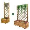 Lot de 2 Jardinières avec treillis en bois autoclave