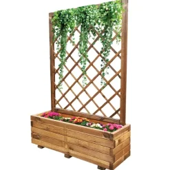Lot de 2 Jardinières avec treillis en bois autoclave