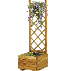 Lot de 2 Jardinières avec treillis en bois autoclave