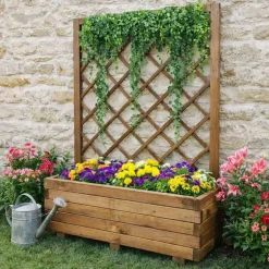 Lot de 2 Jardinières avec treillis en bois autoclave
