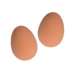 Lot de 2 oeufs factices caoutchouc brun
