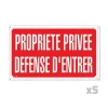 Lot de 5 Panneaux PROPRIETE PRIVEE DEFENSE D'ENTRER Alu 35 x 25cm