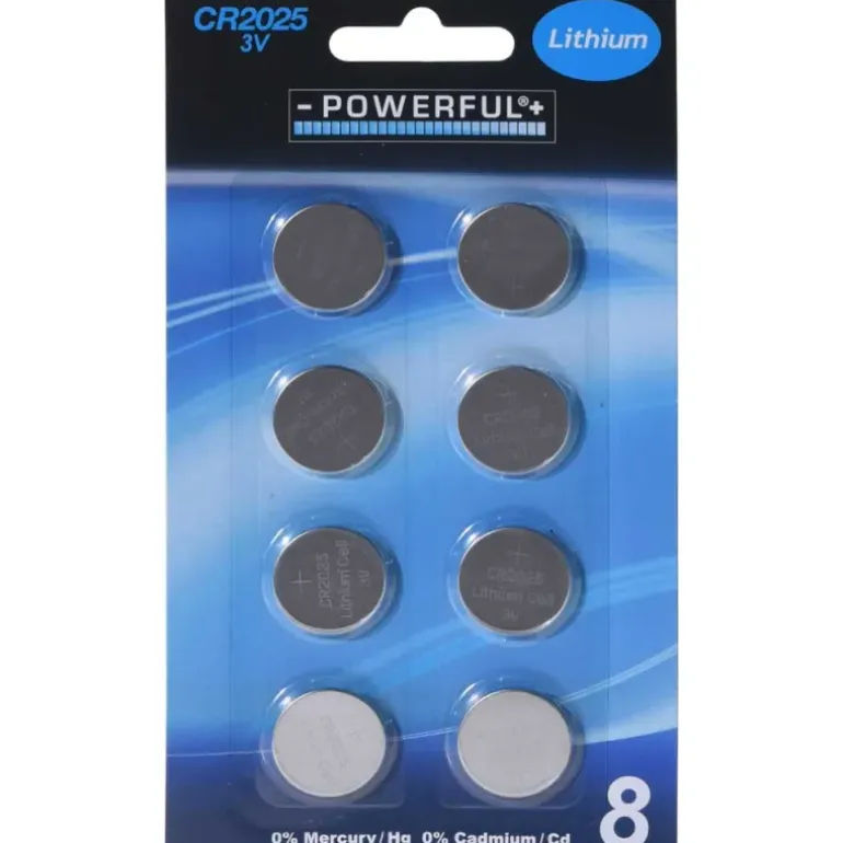 Lot de 8 piles bouton CR2025 – Lithium 3V longue durée