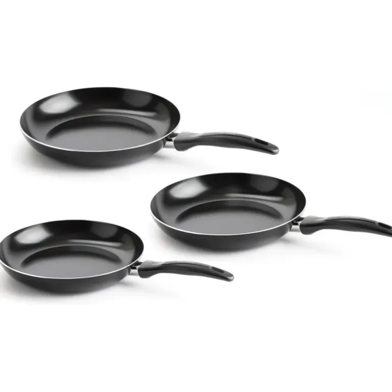 Lot de 3 poêles Vita Verte en aluminium anti-adhésif - Ø20/24/28cm - Tous feux