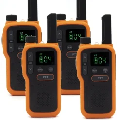 Lot de 4 Talkie-walkie 16 canaux autonomie 18h orange et noir