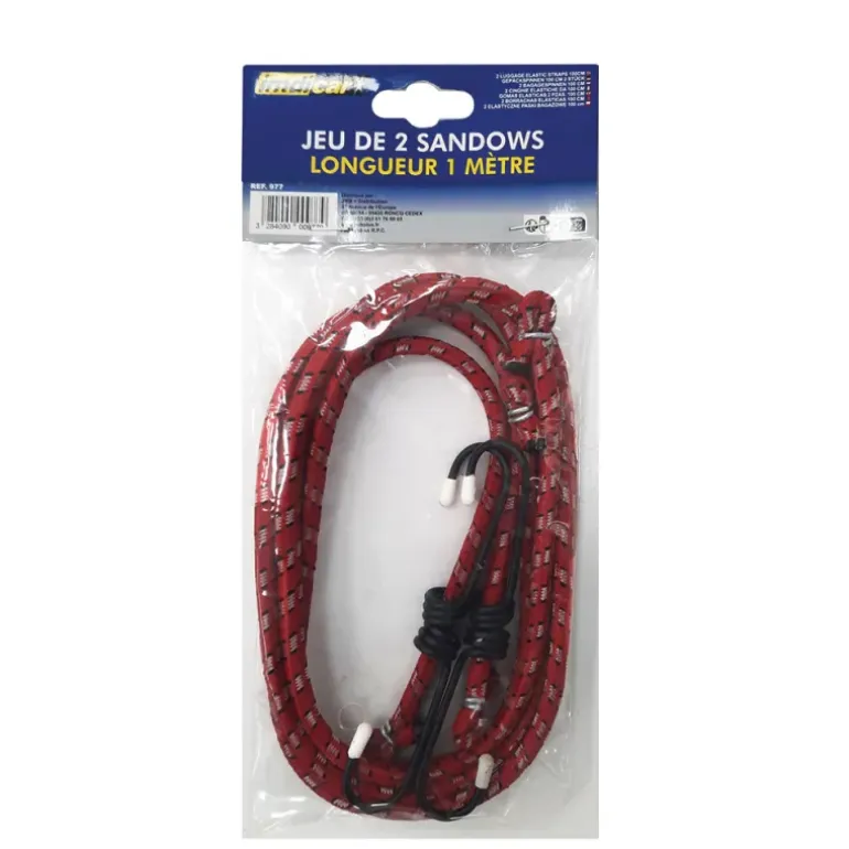 Lot de 2 tendeurs élastiques 1 mètre avec crochets