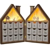 Maison calendrier avent bois peuplier 30cm 24 tiroirs LED blanc