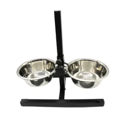 Mangeoire chien sur pied réglable + 2 gamelles Ø de 19 cm