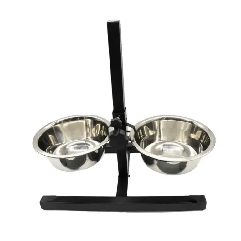 Mangeoire chien sur pied réglable + 2 gamelles Ø de 19 cm