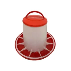 Mangeoire plastique avec poignée 6 kg pour volailles - Rouge et blanc