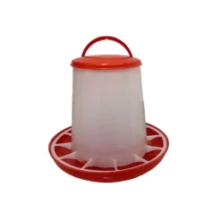 Mangeoire plastique avec poignée 3 kg pour volailles - Rouge et blanc