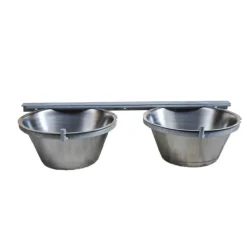 Mangeoire professionnelle double pour chenil acier galvanisé 2 X 2,5L
