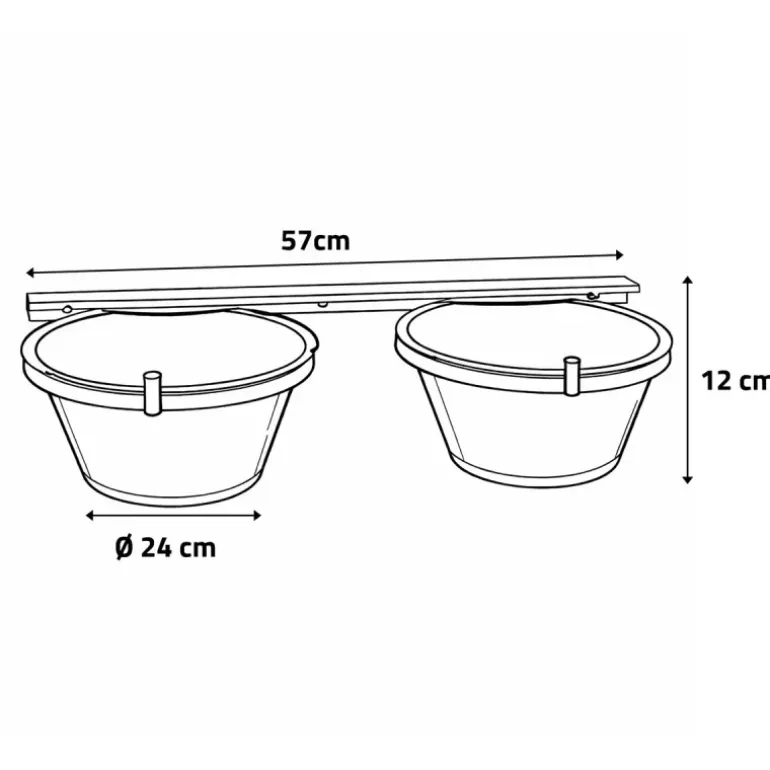 Mangeoire professionnelle double pour chenil acier galvanisé 2 X 2,5L