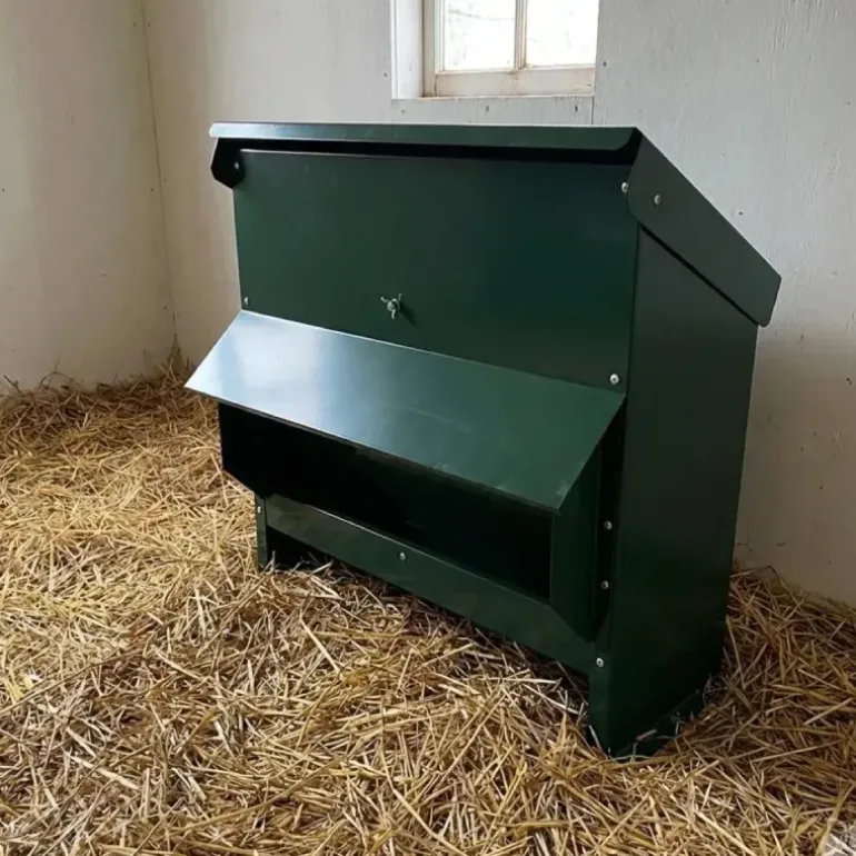 Mangeoire trémie galvanisée verte anti gaspillage 20 kg