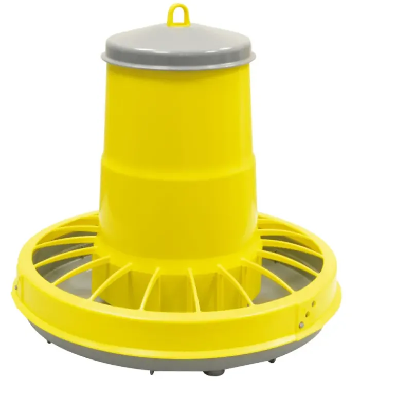 Mangeoire trémie plastique volaille cylindrique jaune 10 kg