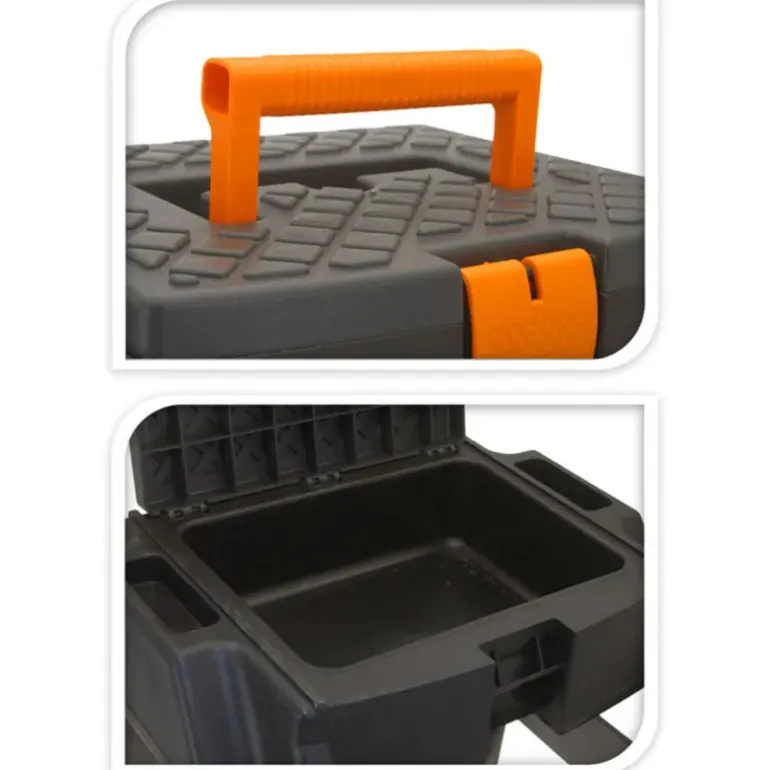 Marchepied avec rangement noir et orange - Capacité 120 kg