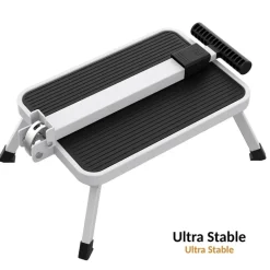 Marchepied sécurisé pliable avec barre d'appui - Hauteur 17 cm - Acier blanc