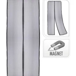 Moustiquaire de porte magnétique noire 210x50cm - 2 portes - 9 aimants