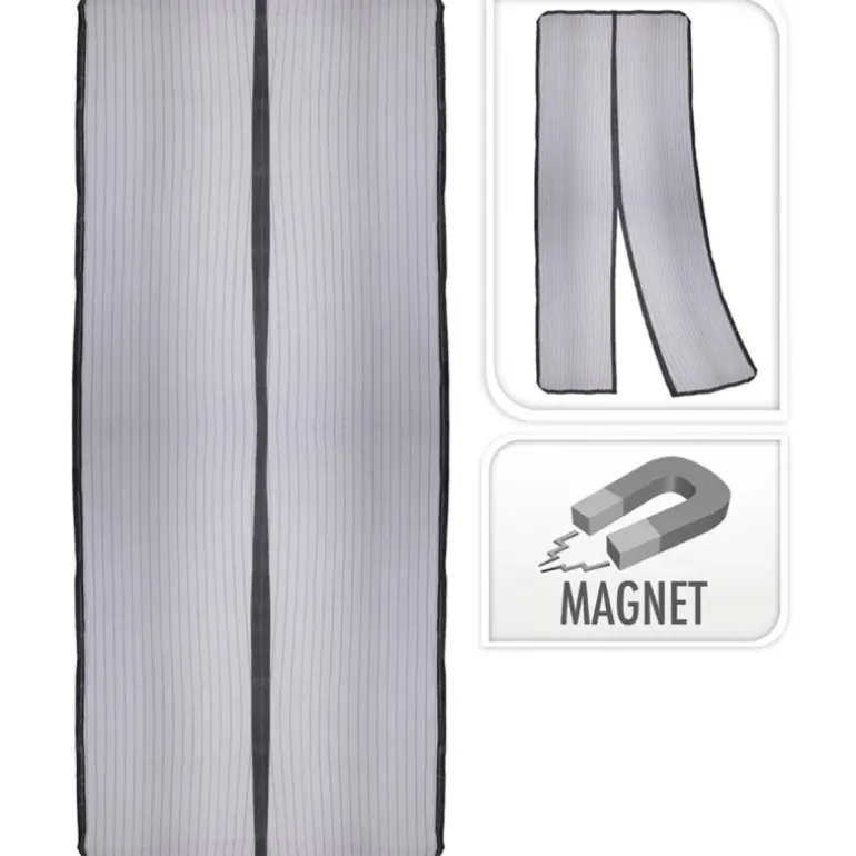 Moustiquaire de porte magnétique noire 210x50cm - 2 portes - 9 aimants