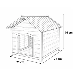 Niche en bois chalet pour chien - Taille S - Toit PVC