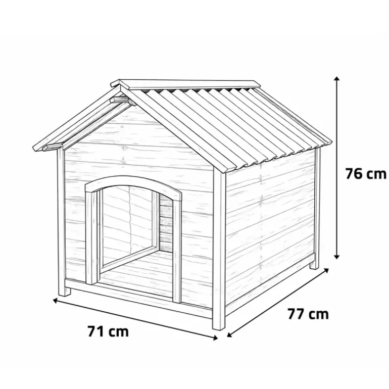 Niche en bois chalet pour chien - Taille S - Toit PVC