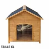 Niche en bois chalet pour chien - Taille XL - Toit PVC