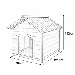 Niche en bois chalet pour chien - Taille XL - Toit PVC