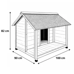 Niche en bois pour chien avec terrasse - Taille M