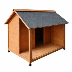 Niche en bois pour chien avec terrasse - Taille L
