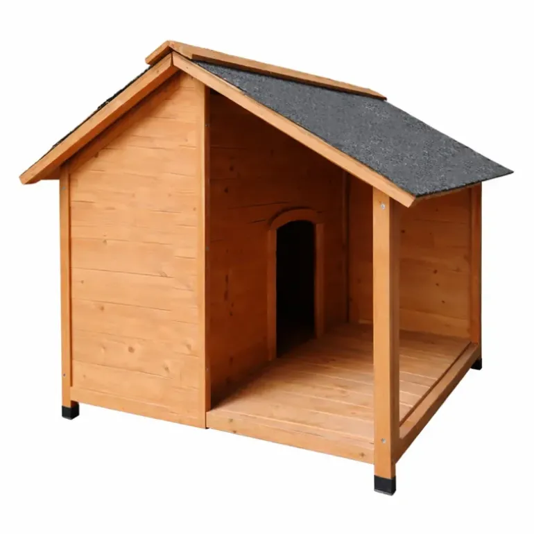 Niche en bois pour chien avec terrasse - Taille L