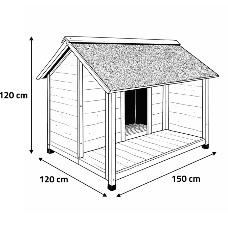 Niche en bois pour chien avec terrasse - Taille XL