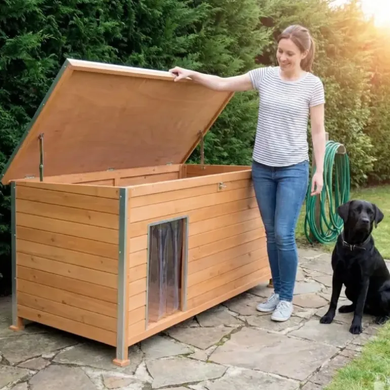 Niche isolée pour chien en bois – Extérieur été/hiver – 160 x 75 x 75 cm
