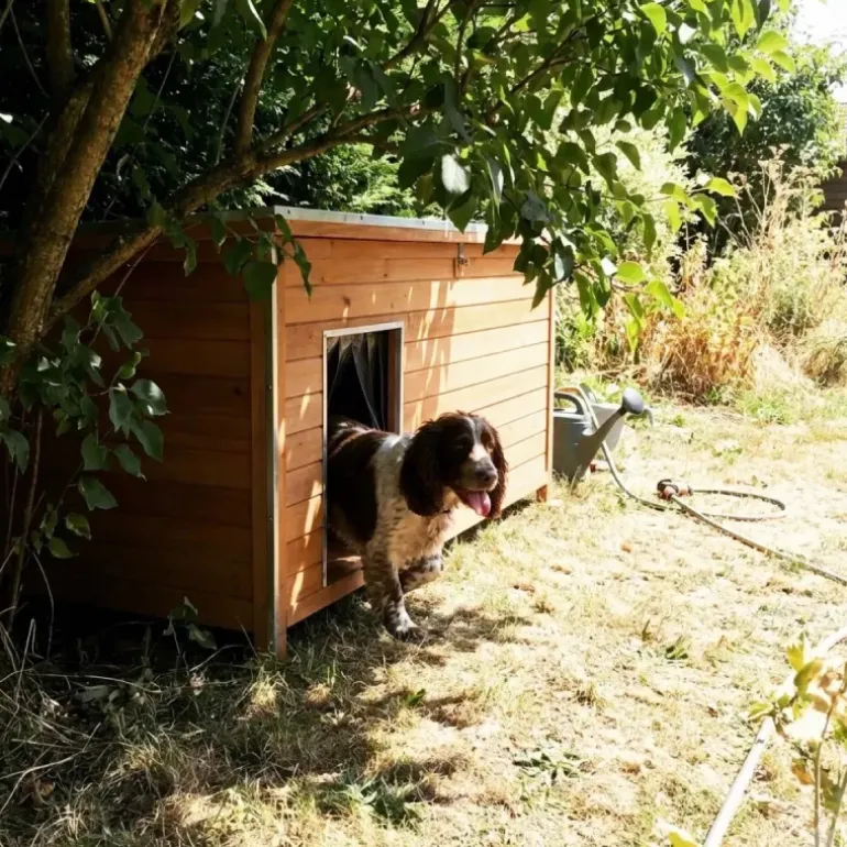 Niche isolée pour chien en bois – Extérieur été/hiver – 160 x 75 x 75 cm