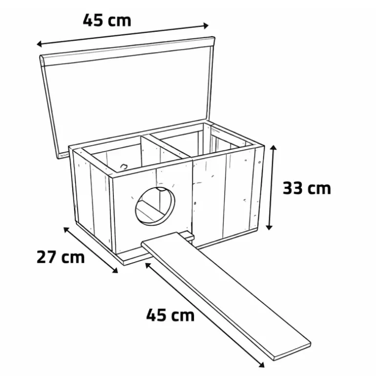 Nichoir chicane en bois pour canards d'ornement - 45x27x33cm