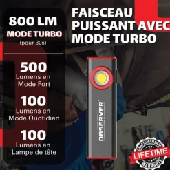 OBSERVER - Lampe de travail SLIM ultra compacte 800 Lumens