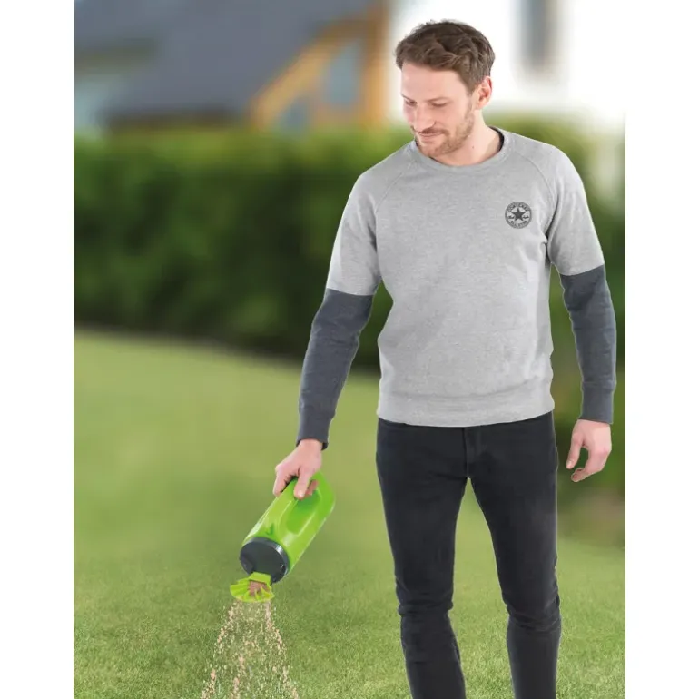 Épandeur à main sortie éventail 2000 ml couvercle et poignée pratique
